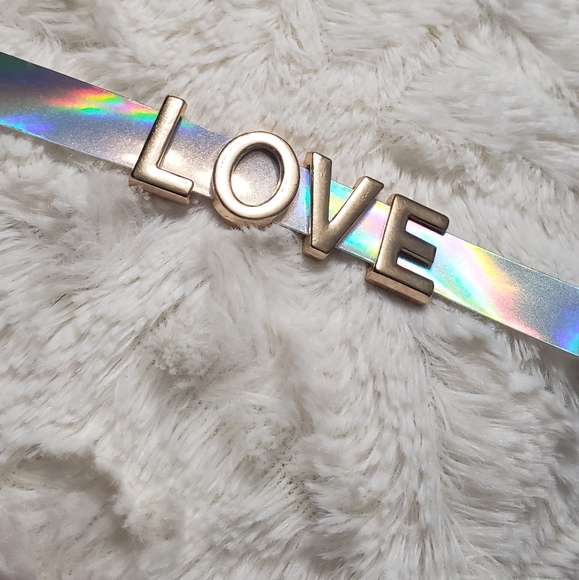 Holographic Choker Silver Gold Adjustable Letters - Picture 6 of 7